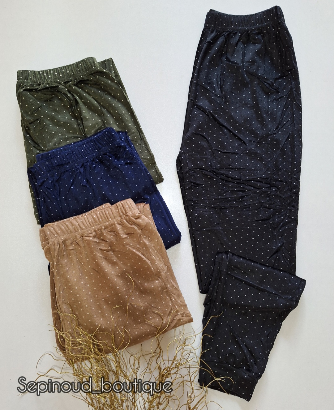 شلوار مخمل خال دار